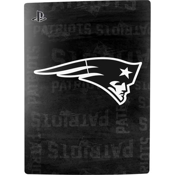 Skinit Decal Gaming Skin Compatible with PS5 Bundle - Officially Licensed NFL New England Patriots Black & White Design