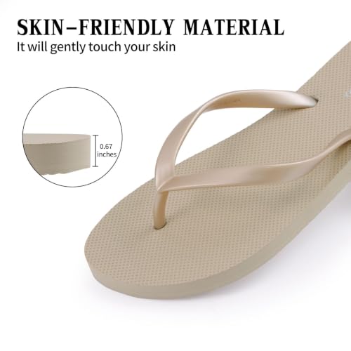 Image of shevalues Slim Basic Flip Flops for Women with Comfortable Yoga Mat | Lightweight Non Slip Rubber Sandals for Beach, Shower, Pool & Summer Casual Wear