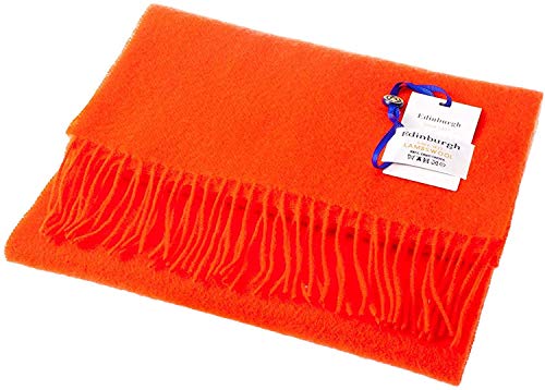 Edinburgh Lambswool Puro Lujo Escocés Bufandas Disponible en Varios Colores/Tartanes - Lámpara Naranja, 56 inch x 12 inch