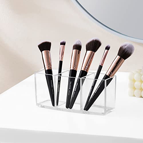Hblife Clear Makeup Brush Holder Organizer, Acrylic Cosmetic Brushes Storage With 3 Slots, Eyeliners Display Case For Vanity #TOP6