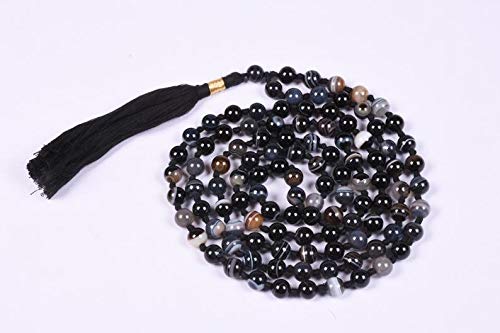 Mala Sulemani Hakik noir AAA de 10mm noué main pour méditation
