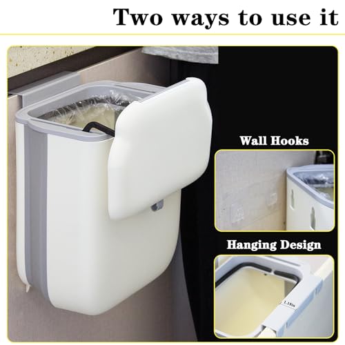 Caneca plegable rectangular para basura beige con tapa miniatura 5