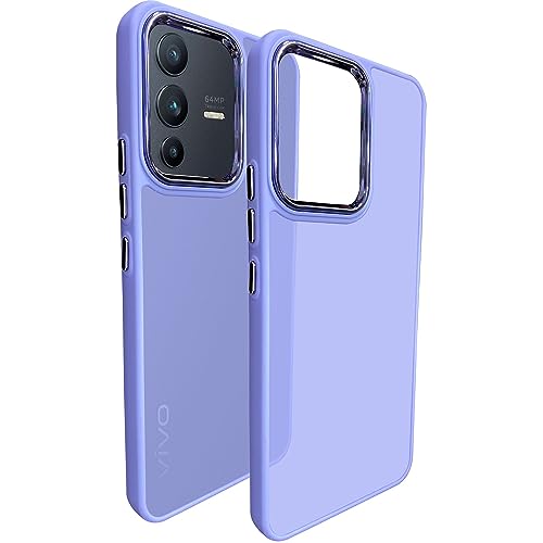 Image of A rtistque Frosted Translucent Back Cover Case for Vivo V23 5G | Electroplated Chrome Ring | Raised Camera Edges for Protection | Smooth Sides TPU - Purple