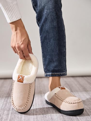 Caistre Plush Slippers Cozy Fuzzy House Shoes for Women Men Winter Faux Fur Warm Memory Foam Slipper Thick Padded Cotton Shoes3