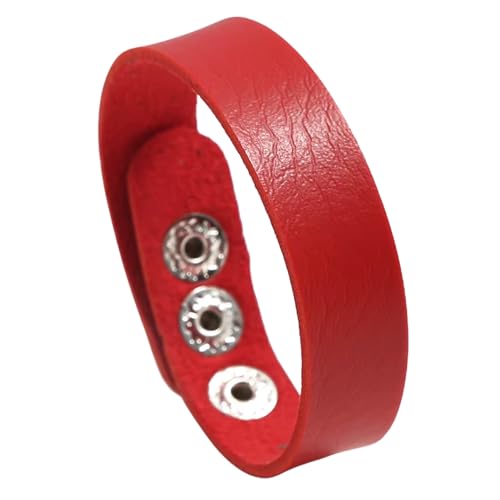 Image of THE MEN THING BLAZEFIT STRAP - 18mm Genuine Leather Bracelet with Stainless Steel Stud Button Closure for Men & Boys (6.6 /7.1 /7.6 inch)