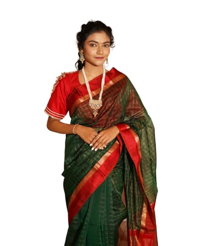 DRIDH TEXTILES green maheshwari silk saree – image 3