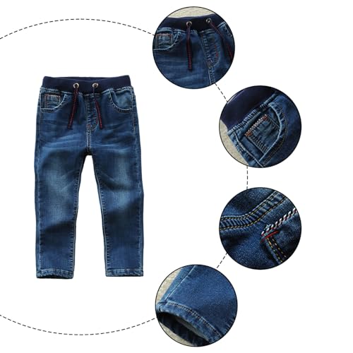 Boy's Elasticated Waist Jeans Casual Stretchy Straight Leg Cotton Denim Pants Age 1-12 Years3