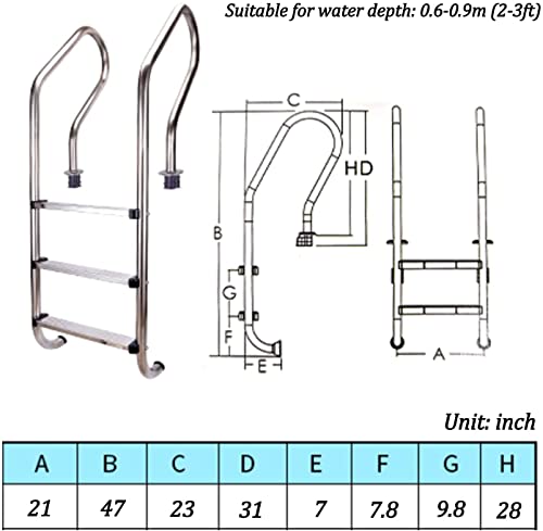 Escalera para piscina de acero inoxidable con 3 peldaños miniatura 2
