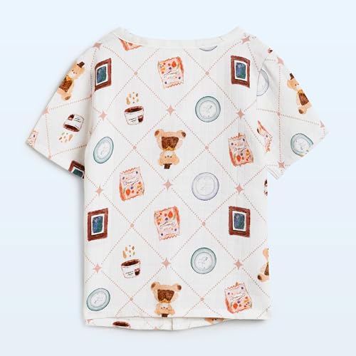 Image of The Boo Boo Club Kid'S 100% Muslin Organic Cotton Printed Button Shirt and Short Set | Half Sleeve Shirt | Summerwear Set | Kids Cothing Wear Set