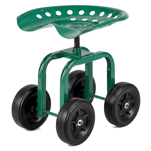 Goplus Garden Cart with Wheels, Utility Stool Cart...