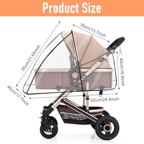 Image of SNOWIE SOFT Clear Cover for Baby Stroller Rain Cover Windproof Leakingproof EVA Shield Cover Outdoor Stroller Rain Cover Universal Baby Stroller Shield Dust Protective Cover for All Season
