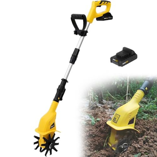 Motocultor sin Cable, 250Rpm Motocultor Eléctrico Portátil Rotavator con Anchura de Cultivo 3.9«, Profundidad de Cultivo 3.9», Altura Ajustable para Granjas Parques Patios Campos