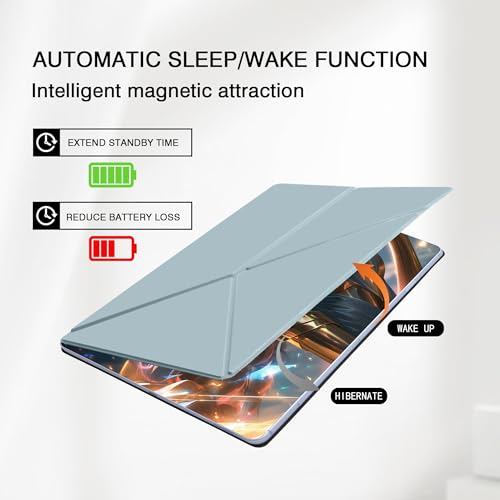 Image of Magnetic Case for Samsung Galaxy Tab S10 Plus 2024 /S9 FE+ /S9 Plus 12.4 Inch 2023 - Model SM-X820 /X826B /X610 /X616B /X810 /X816B Tablet with S-Pen Holder, Auto Wake /Sleep Smart Tablet Cover, Ice Blue