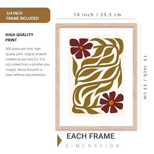 Image of HOTHOUSE Boho Art Home Decoration Painting | Paintings With Frame For Living Room Bed Room Hotel Wall Decor Digital Reprint Set of 3 (10X13 inch)