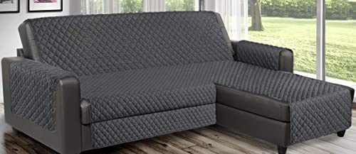 Funda De Sofá Acolchada - Línea Reverse - Ideal Para Sofá Esquinero Con Chaise Longue Tanto Derecha Como Izquierda - Funda Reversible A Prueba De Mascotas