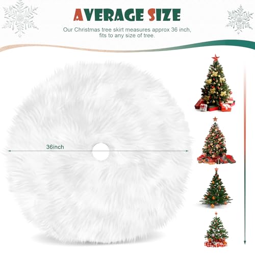 36 Inch Christmas Tree Skirt White Faux Fur Tree Skirts
