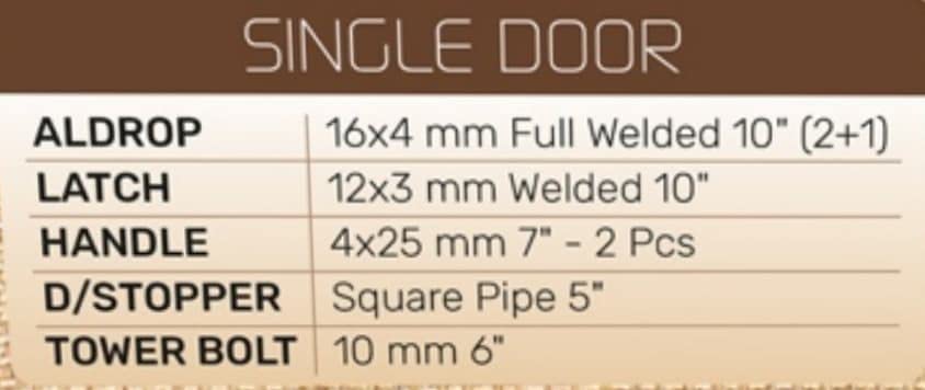 Image of TASA Stainless Steel Heavy Single Door Fitting Accessories Full Set /Kit (1 Aldrop, 1 Latch, 2 Handles, 1 Tower Bolt and 1 Door Stopper) (Wine Mirror)