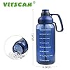 Half Gallon Water Bottle With Straw, 2l Water Bottle Motivational Water Bottle 64 Oz Water Bottle With Time Marker, Wide Mouth Water Jug for Sports Water Bottle BPA Free Leakproof, Blue Water Bottles