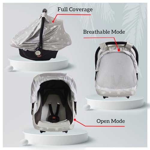Image of Little Tots Baby Car Seat Canopy Cover, Breathable Sun Shade, Full Privacy for Newborns & Infants, Universal Fit for Boys & Girls