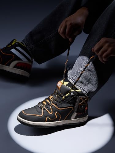 Image of The Souled Store Naruto Shippuden: Sasuke Men and Boys Purple PU Upper Lace Up High Top Sneakers