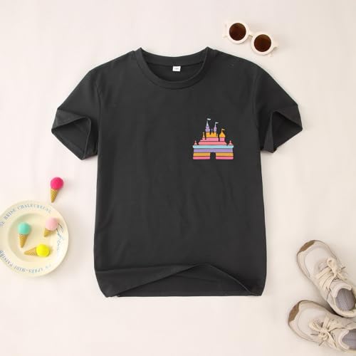 Image of CM C&M WODRO Magic Kingdom Shirt for Kid Castle Graphic T-Shirt Girls Holiday Fairy Tale Tee Summer Casual Short Sleeve Tops