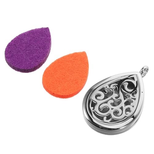 BELLIFFY 1set Stainless Steel Teardrop Pendant Essential Oil Diffuser Necklace for Women Aromatherapy Jewelry with Refillable Pads Modern Hollow Design for Relaxation and Style