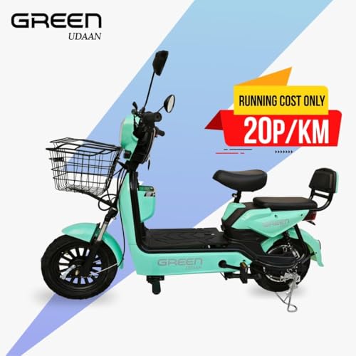 Image of Green Udaan Low Speed Electric Scooter Non RTO 80KM Range Lithium Battery with Portable Charger (Green)