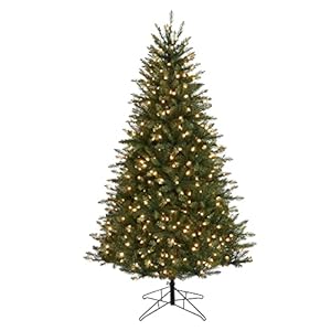 Honeywell 7 ft Christmas Tree Pre-Lit, Eagle Peak Pine Xmas Tree, Artificial Christmas Tree with 600 Warm White Lights…