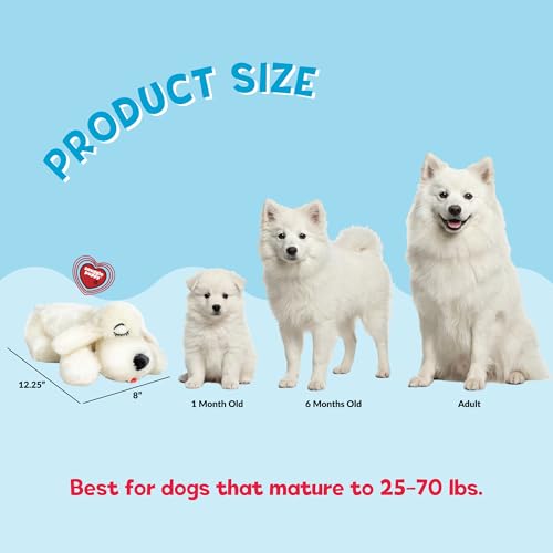Image of Snuggle Puppy Heartbeat Toy, Calming Comfort, Medium Breeds - Cream | Calming heartbeat toy, crate training comfort, heat pack, new puppy essentials, first nights, sleep, medium breeds 25-70 lbs