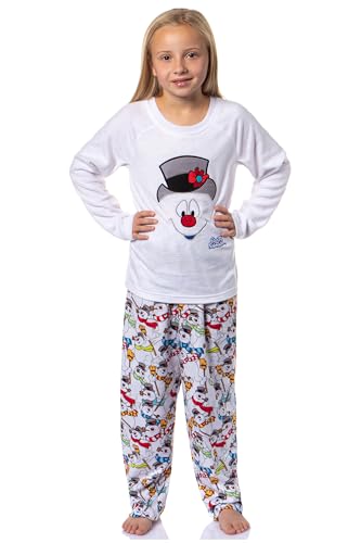 Frosty the Snowman Multiple Girl's Christmas Sleep Tossed Print Pajama Set For Kids (7/8)