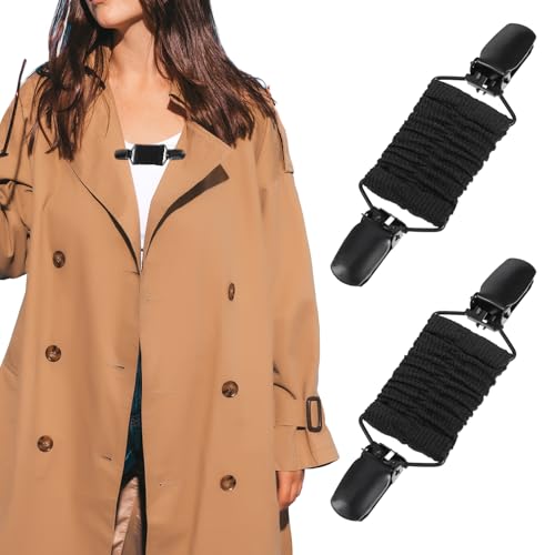 Image of 2 Pcs Dress Clips Back Cinch, Elastic Waist Cincher Clip for Tightening Clothes, Tightener Clothes To Tighten Shawl Cardigan Collar Clip Fit Dress Set for Women Men Tightening Pant (Black)