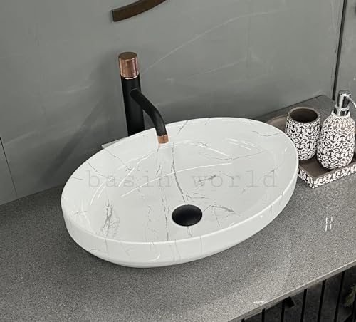 Image of IMPORTED Ceramic Wash Basin Countertop Tabletop Bathroom Sink Wash Basin (20 x 14.5 x 5.5 INCH) NCTT-442