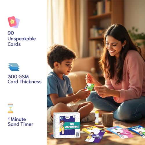 Image of GiniMini The Unspeakable Word Guessing Game for Kids Aged 5 Plus Fast-Paced Educational and Party Game 90 Cards One Minute Sand Timer and Manual Improves Vocabulary Communication and Thinking Skills