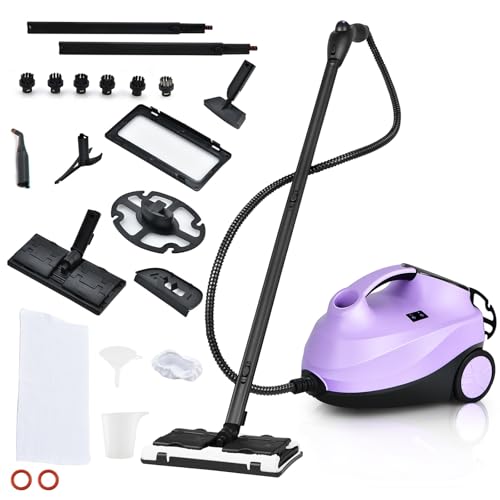 RELAX4LIFE Nettoyeur Vapeur Haute Pression 2000W |1,5 L Réservoir d'Eau | 4 Bar | 14 Accessoires Polyvalents, Aspirateur Vapeur Sans Fil pour Canapé, Tapis, Vitre, Verre(Violet)