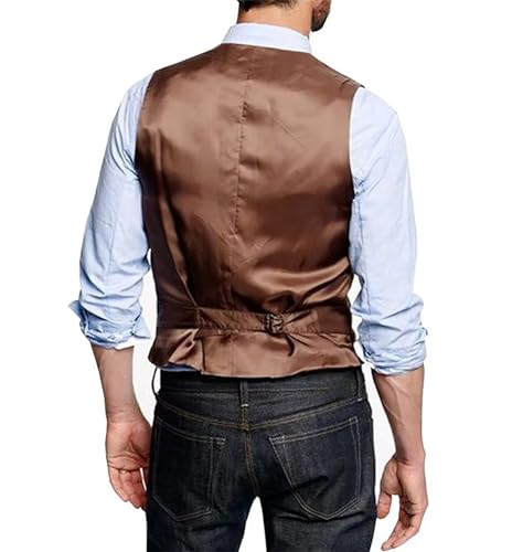 Mnjyihy Men's Vintage Slim Herringbone Wool Splicing Suit Vest Single Breasted V-Neck Business Prom Waistcoat2