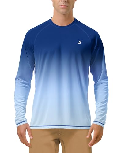 Image of Roadbox Mens UPF 50+ UV Sun Protection Shirts Outdoor Long Sleeve SPF Rash Guard for Fishing Hiking Swimming Running