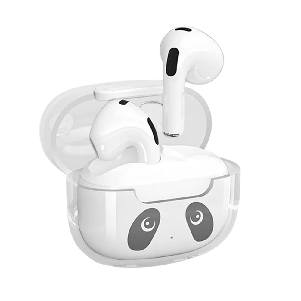 GADGET GEAR TWS Wireless Earphones 5.0 Bluetooth-compatibale Headset with Mic HD Sound Transparent Cute Halft-in-Ear Earphones (White)