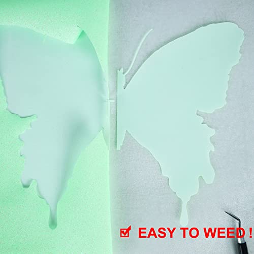 Image of FUNKAKA Glitter Fluorescent Light Green HTV Heat Transfer Vinyl Rolls, 12 inch x 10ft PU Iron on Vinyl for T-Shirts, Glitter HTV Vinyl for All Cutter Machines Easy to Cut & Weed for DIY Design
