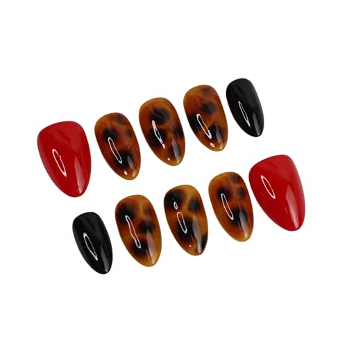 Tortoise Luxe Press-On Nails Short Almond | Handmade Tortoiseshell Red