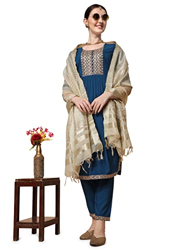 Image of NAINVISH Women's Geometric Straight Rayon Blend V-Neck Co-ord Set (SD861)