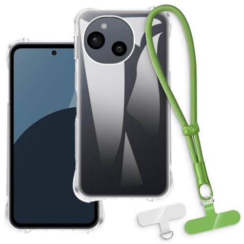 OAGELIM 2-in-1�ی�P�[�X�ƃ��X�g�X�g���b�v Sharp Aquos Sense 10 5G �Ƃ̌݊������� ���O���\�ȃ��j���[�h�t���d�b�J�o�[�A����~�ߕ����h�~�O���b�v�n���h�� (�N���A + �O���[��)