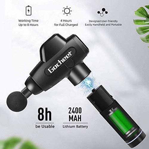 Gocheer Muscle Massage Gun, Handheld Deep Tissue Massager Electric Quiet Portable Massaging Gun 20 Speed Adjustable Professional Percussion Fascia Gun for Sore Muscle and Stiffness, Black