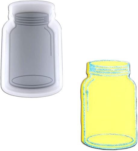 Duawenki Molde de silicona transparente con forma de tarro de vidrio para hacer cuentas de aroma de jabón colgante vela resina