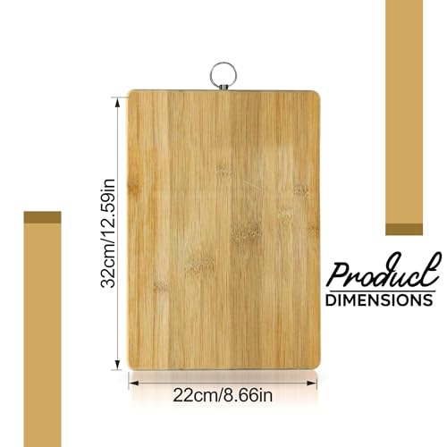 Chopping Board Heavy Duty Cutting Board with Steel Hanging Hook Multipurpose Wooden Platter Board Chops Handy Board Home Kitchen Use Camping BBQ Chicken Meat Cheese Board 30x 20cm (1pc) - Image 3