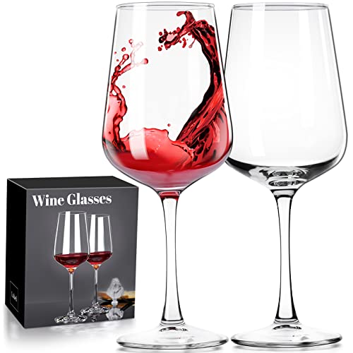 Paracity Wine Glasses Set Of 2, Hand Blown Wine Glasses, Clear Glass, Long Stem Glass For Red And White Wine, Christmas Gifts, 12Oz Red Wine Glasses For Women, Men, Wedding And Birthday cover