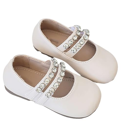 Girls Mary Jane Dress Shoes Pearl Toddler Little Girls Paten???? Leather Flat???? for Wedding Part???? Fashion Baby Shoes (White, 6.5 Infant)