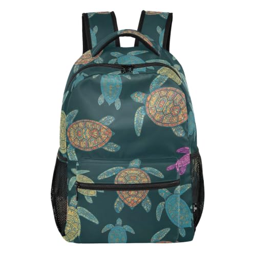 Sac à dos de voyage bleu imprimé tortues pour les sorties et l'école des garçons