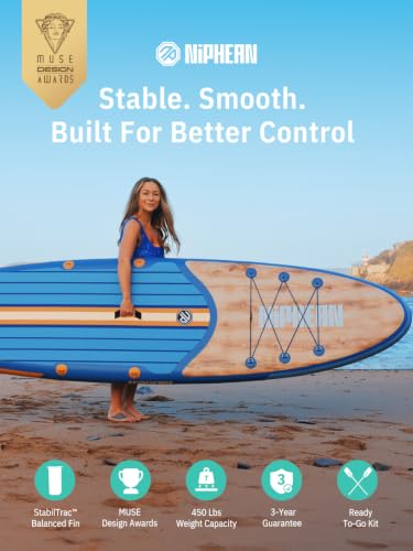 Image of Niphean Inflatable Stand Up Paddle Board with SUP Accessories, Anti-Slip EVA Deck, 10'6'' Inflatable Paddle Boards for Adults & Youth of All Skill Levels