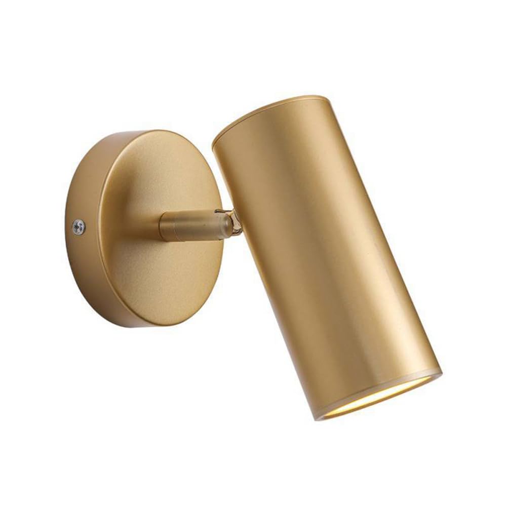 KBUUKYYXouy Wall Light Indoor 7W 3000K Warm White Modern Rotatable Metal Wall Lamp Decorative Wall Sconce Lamp for Living Room Bedroom Hallway Corridor Stairs Hall, Gold(A)