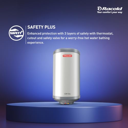 Image of Racold CDR DLX 10L Vertical ABS Body 5 Star Water Heater (Geyser) - 7 Yrs Tank Warranty, Corrosion Prevention With Superior Titanium Enameled Tank Coating | Free Standard Installation & Pipes